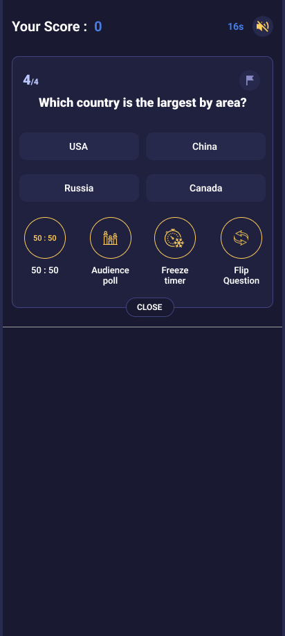 Quiz Play Screen Overview