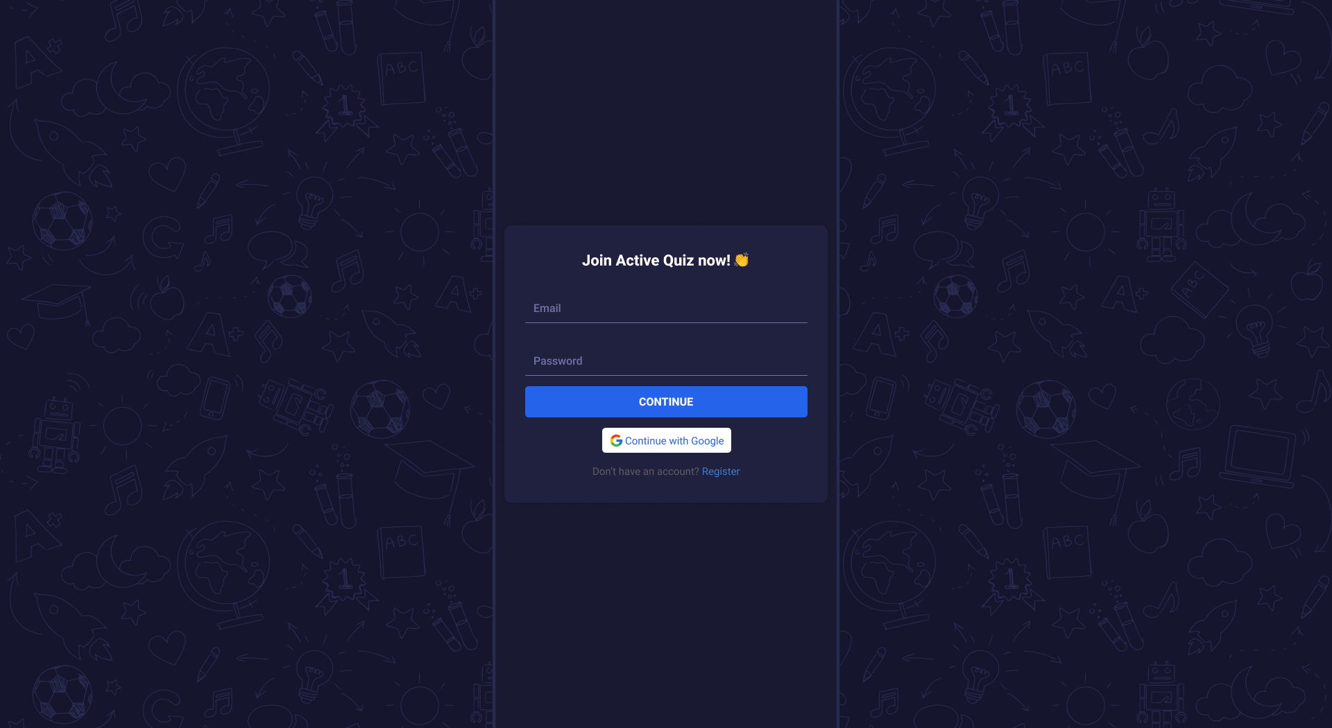 Login Screen - Active Quiz