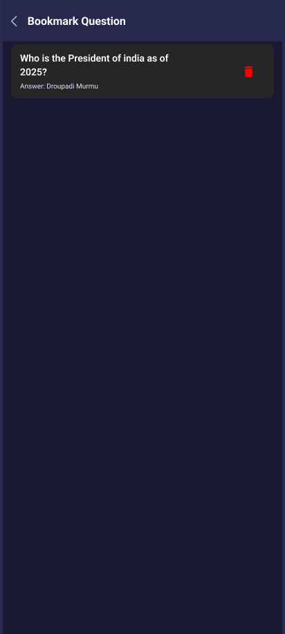 Question Bookmark Screen