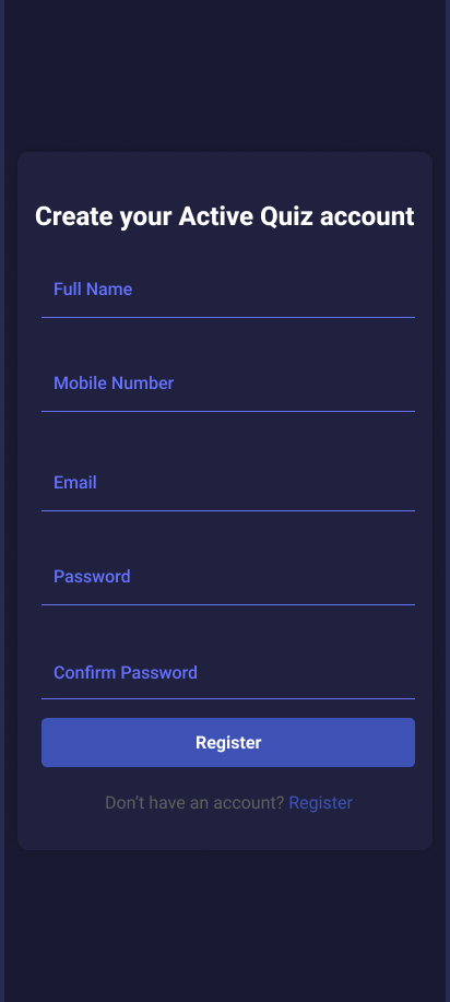 Register Screen