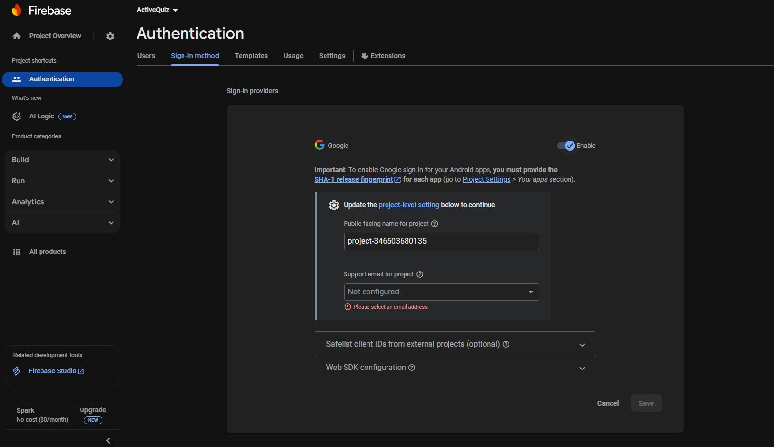 Enable Google Sign-In