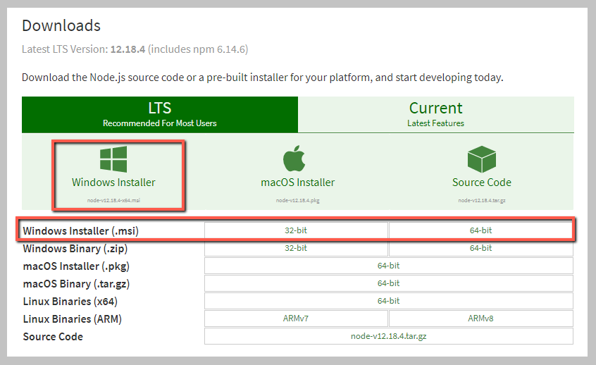 Node.js Download Page